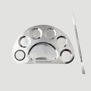 Tavolozza a Mezzaluna in Acciaio Borciani e Bonazzi, formato 16x10cm