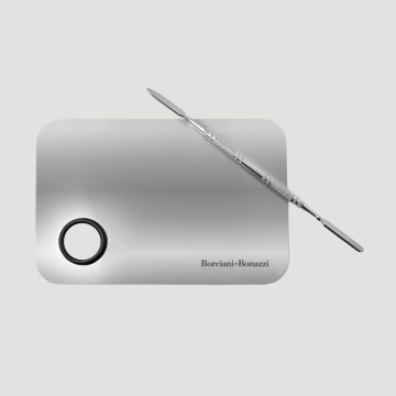 Tavolozza Rettangolare in Acciaio Borciani e Bonazzi, formato 15x10cm
