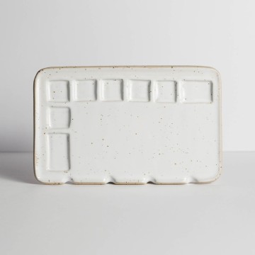 Tavolozza In Ceramica Medium Vanilla Fatta a Mano Myuras, Formato 19x11,5cm