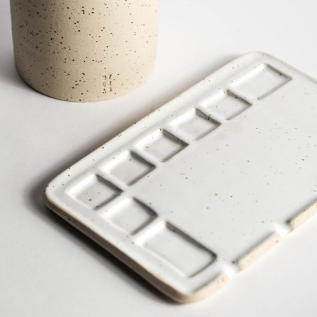 Tavolozza In Ceramica Medium Vanilla Fatta a Mano Myuras, Formato 19x11,5cm