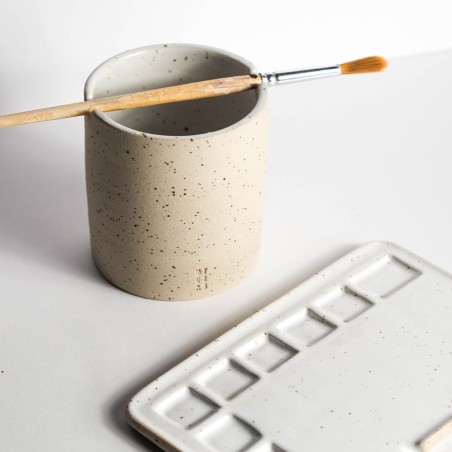 Contenitore per Pennelli Vanilla in Ceramica Fatto a Mano Myuras, Diametro 8,5cm