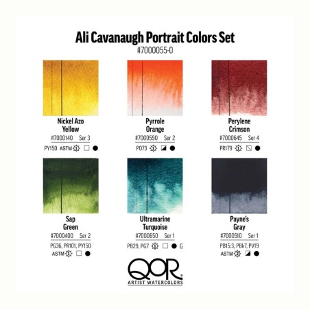 Set 6 Acquerelli QoR Golden, Colori Ritratto 5ml Ali Cavanaugh