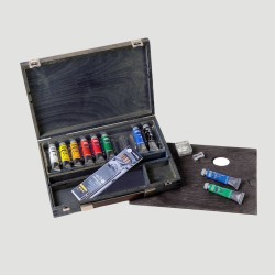 Cassetta in Legno Tempera Fine Maimeri Vintage, 10 tubetti da 20ml