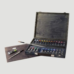 Cassetta in Legno Maimeri Polycolor, 26 tubetti da 20ml