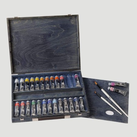 Cassetta in Legno Olio Classico Maimeri Vintage, 26 tubetti da 20ml