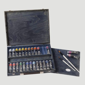 Cassetta in Legno Olio Classico Maimeri Vintage, 26 tubetti da 20ml