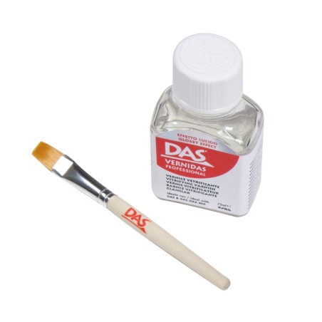 Confezione Vernice Protettiva Vetrificante DAS Vernidas Professional, formato 75ml con pennello