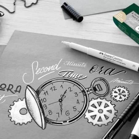 Penna Pitt Artist Pen Bianca Faber-Castell, 2 Punte