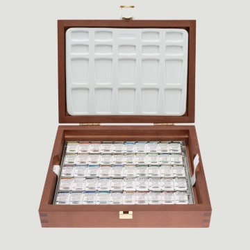 Cassetta in Legno Acquerelli Horadam Schmincke Super Granulati, 50 1/2 Godet