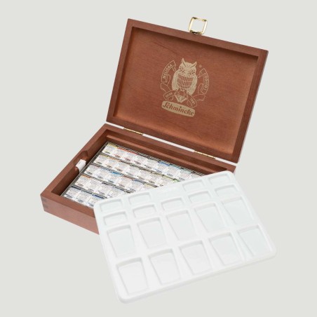 Cassetta in Legno Acquerelli Horadam Schmincke Super Granulati, 50 1/2 Godet