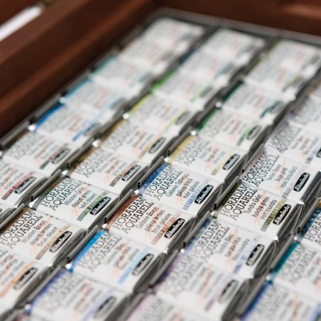 Cassetta in Legno Acquerelli Horadam Schmincke Super Granulati, 50 1/2 Godet