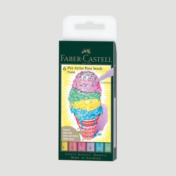 Set 6 Penne Pitt Artist Pen Brush Faber-Castell, Colori Pastello