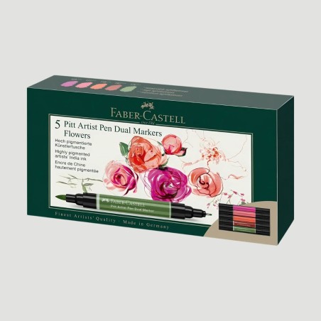 Confezione 5 Pitt Artist Pen Dual Marker, colori floreali