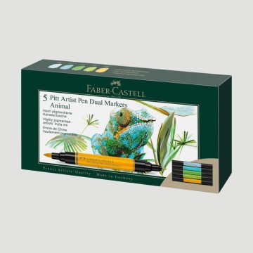 Confezione 5 Pitt Artist Pen Dual Marker, colori per illustrazioni di animali