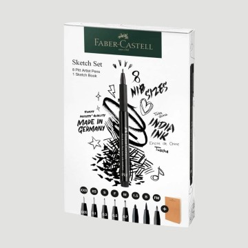Confezione 8 Pitt Artists Pen e Sketchbook Faber-Castell