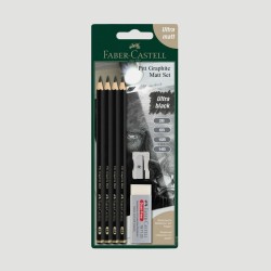Confezione 4 Matite Pitt Graphite Matt Faber-Castell, con temperamatite e gomma