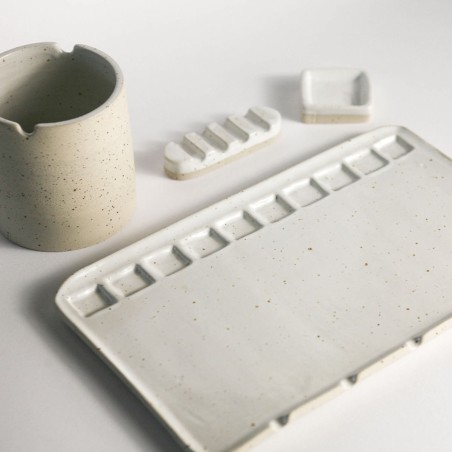 Tavolozza In Ceramica Large Vanilla Fatta a Mano Myuras, Formato 27,5x16,5cm