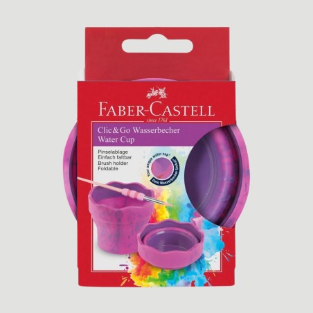 Bicchiere per l'acqua Clic&Go Faber-Castell, in Silicone Rosa Marmo