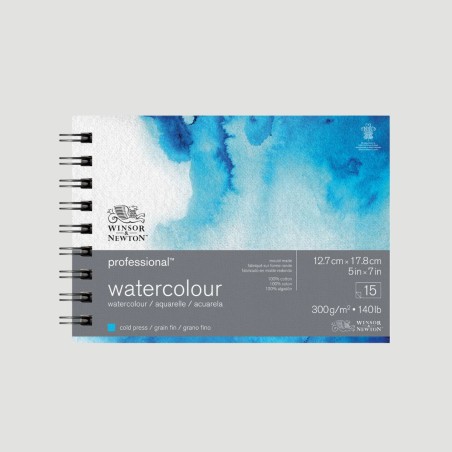 Taccuino Sketchbook per acquerello con spirale Winsor&Newton, formato 13x18cm grana fine 300gr