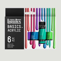 Set 6 Colori Acrilici Metallici Liquitex Basics, formato 22ml