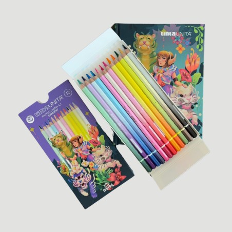 Agenda 25/26 TintaUnita Edizione Limitata Fraffrog Sfondo Scuro, con 12 Pastelli Mina Gradient
