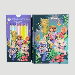 Agenda 25/26 TintaUnita Edizione Limitata Fraffrog Sfondo Scuro, con 12 Pastelli Mina Gradient