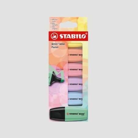 Confezione 6 Mini Evidenziatori STABILO BOSS, Colori Pastello