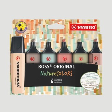Confezione 6 Evidenziatori STABILO BOSS NatureCOLORS, colori della natura