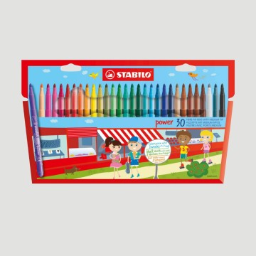 Confezione 30 Pennarelli STABILO Power, punta media e colori assortiti