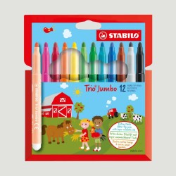 Confezione 12 Pennarelloni Super Lavabili STABILO Trio Jumbo