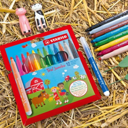 Confezione 12 Pennarelloni Super Lavabili STABILO Trio Jumbo