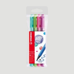 Confezione 4 Penne Fineliner con Punta in Nylon STABILO pointMax
