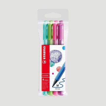 Confezione 4 Penne Fineliner con Punta in Nylon STABILO pointMax