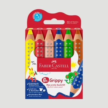 Confezione 6 Matitoni Colorati Grippy Faber-Castell, colori assortiti