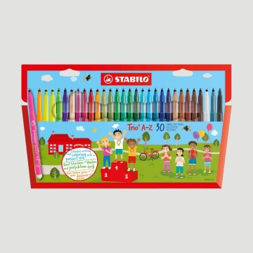 Confezione 30 Pennarelli STABILO Trio A-Z, punta fine e colori assortiti