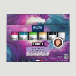 Set 6 Gouache Linel Lefranc Bourgeois, Colori Fantasy