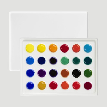 Tavolozza in Porcellana Rettangolare Meeden, dimensioni 11x14cm con 24 spazi tondi