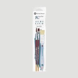 Confezione 3 Pennelli per Acrilico Art Kit Passion for Art Borciani e Bonazzi