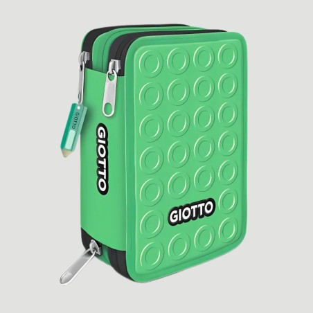 Astuccio 3 Zip Stilnovo Giotto, colore verde