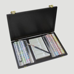 Cassetta in Legno Acquerelli Aquarell 1862 Lukas, 70 Mezzi Godet