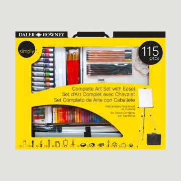 Set Artistico Completo Art Set Daler-Rowney Simply, 115 Pezzi con Cavalletto in Alluminio