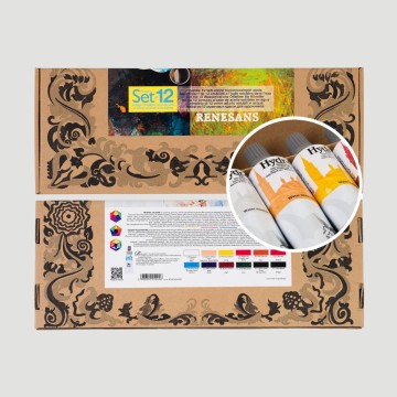 Confezione 12 Colori a Olio Hydr-Oil Renesans, diluibili con acqua