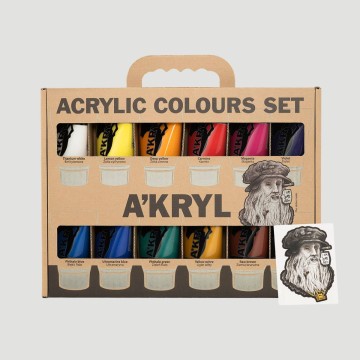 Confezione 12 Colori Acrilici Akryl Renesans, Formato 100ml