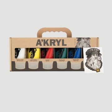 Confezione 6 Colori Acrilici Akryl Renesans, Formato 100ml