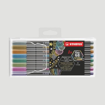 Astuccio Pennarelli STABILO Pen 68, 8 Colori Metallizzati