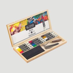 Cassetta in Legno 12 Oil Stick Sennelier