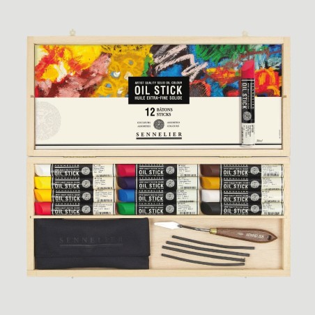 Cassetta in Legno 12 Oil Stick Sennelier
