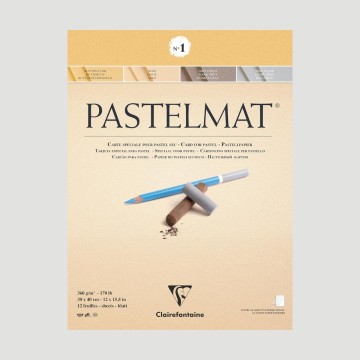 Album Pastelmat 1 Clairefontaine, 12 fogli da 360g Ranuncolo, Mais, Grigio Scuro e Grigio Chiaro