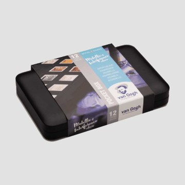 Confezione Acquerello VanGogh - 12 Godet di Colori Metallici e Iridescenti