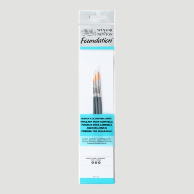 Set 3 Pennelli Tondi Corti - Winsor&Newton Foundation Acquerello